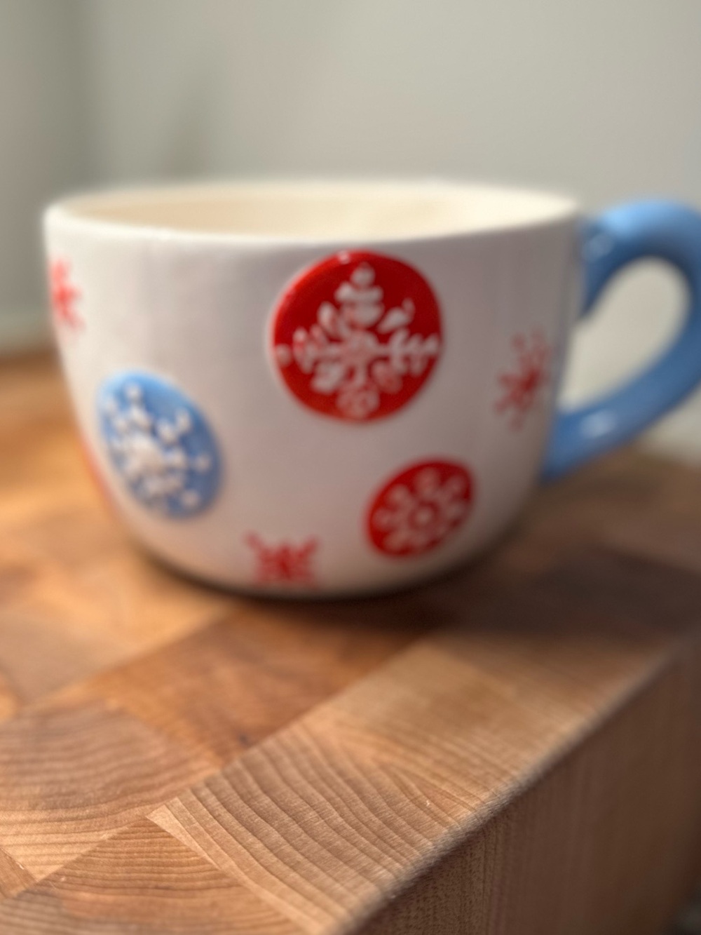 Vintage Christmas Oversized Mug Bowl Snowflake Winter Cottagecore